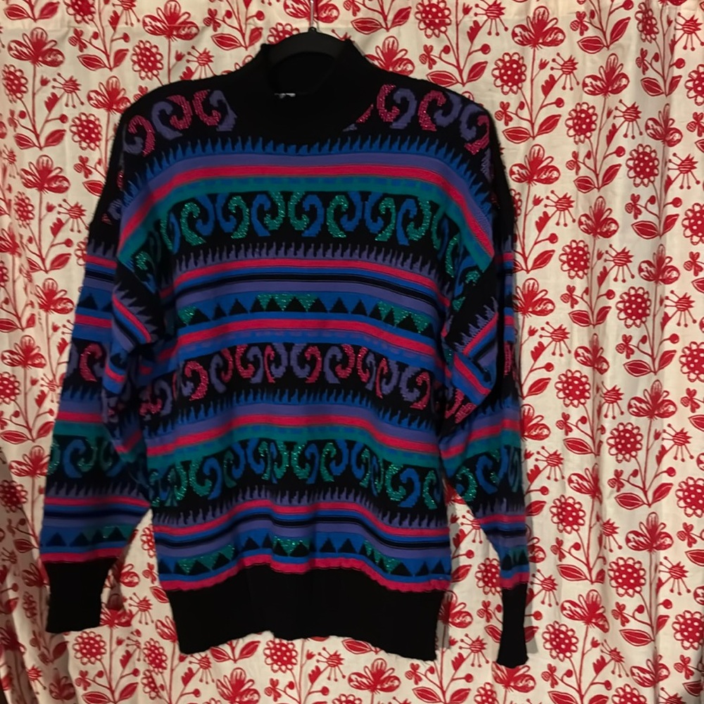 1980’s Adele knitwear made in USA sweater w/ shoulder pads!